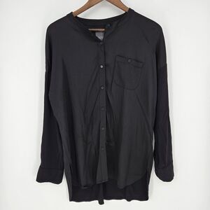 Lysse Black Minimalist Button Front Tunic Medium